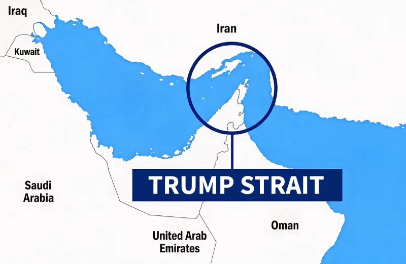Harta cu „Strâmtoarea Trump”